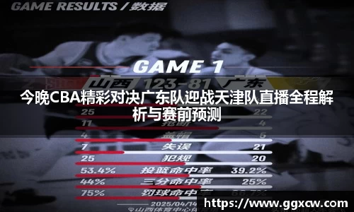 今晚CBA精彩对决广东队迎战天津队直播全程解析与赛前预测